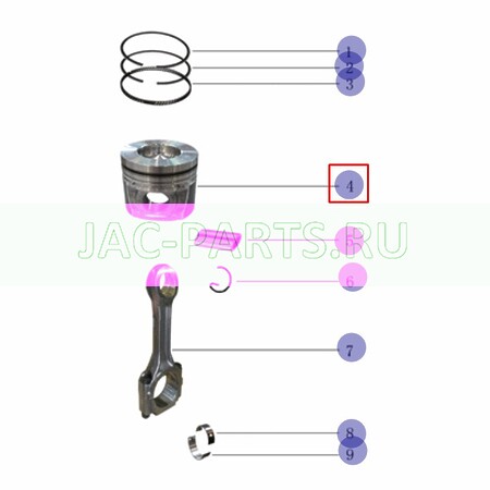 Поршень ДВС HFC4DB2 JAC N25 N35 1004022FD020