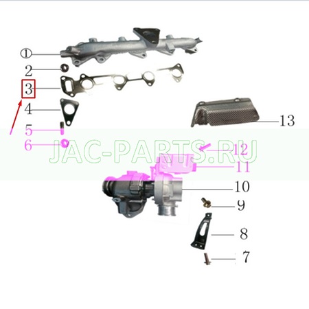 Прокладка выпускного коллектора HFC4DB2 JAC N25 N35 1044011FD020