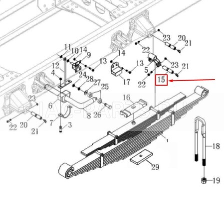 Палец задней рессоры задний JAC N200 2911016G1510